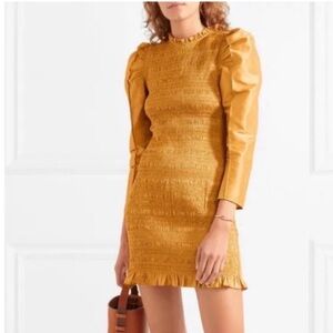 Ulla Johnson Aurele Mustard silk taffeta mini dress size 4